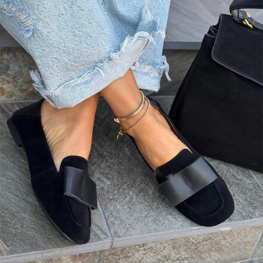 Frosted Flat Square-toed Loafers