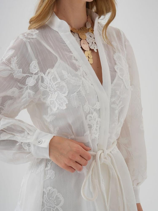 Embroidered Organza Midi Dress