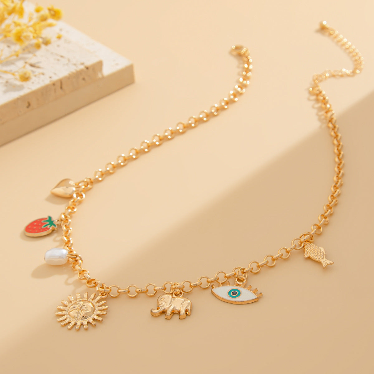 Sun Elephant Eye Necklace