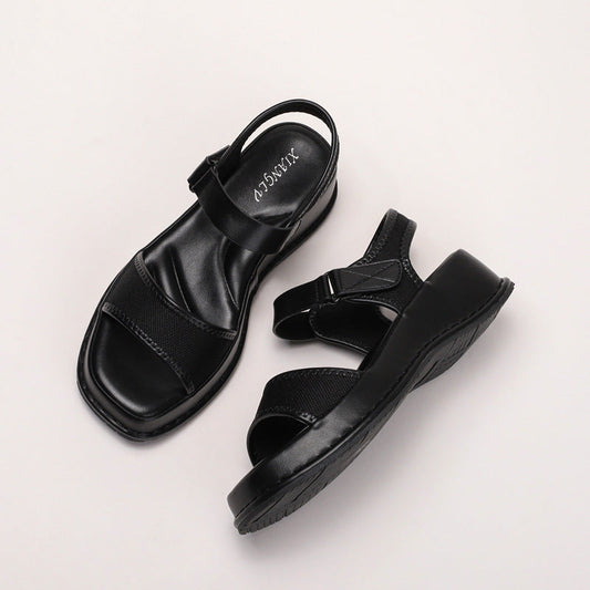 Velcro Open Toe Fashionable Casual Thick-soled Sandals