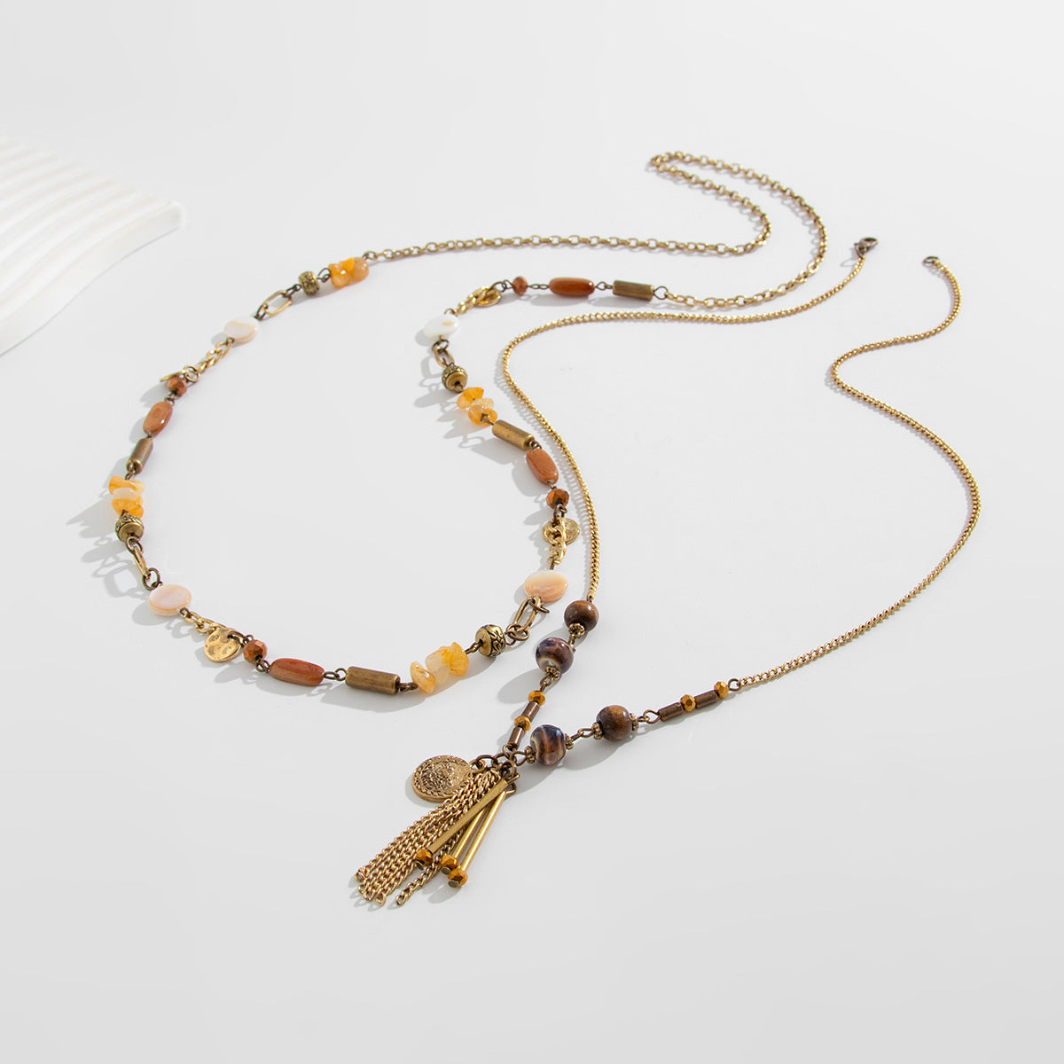 Vintage Tassel Stacked Long Necklace