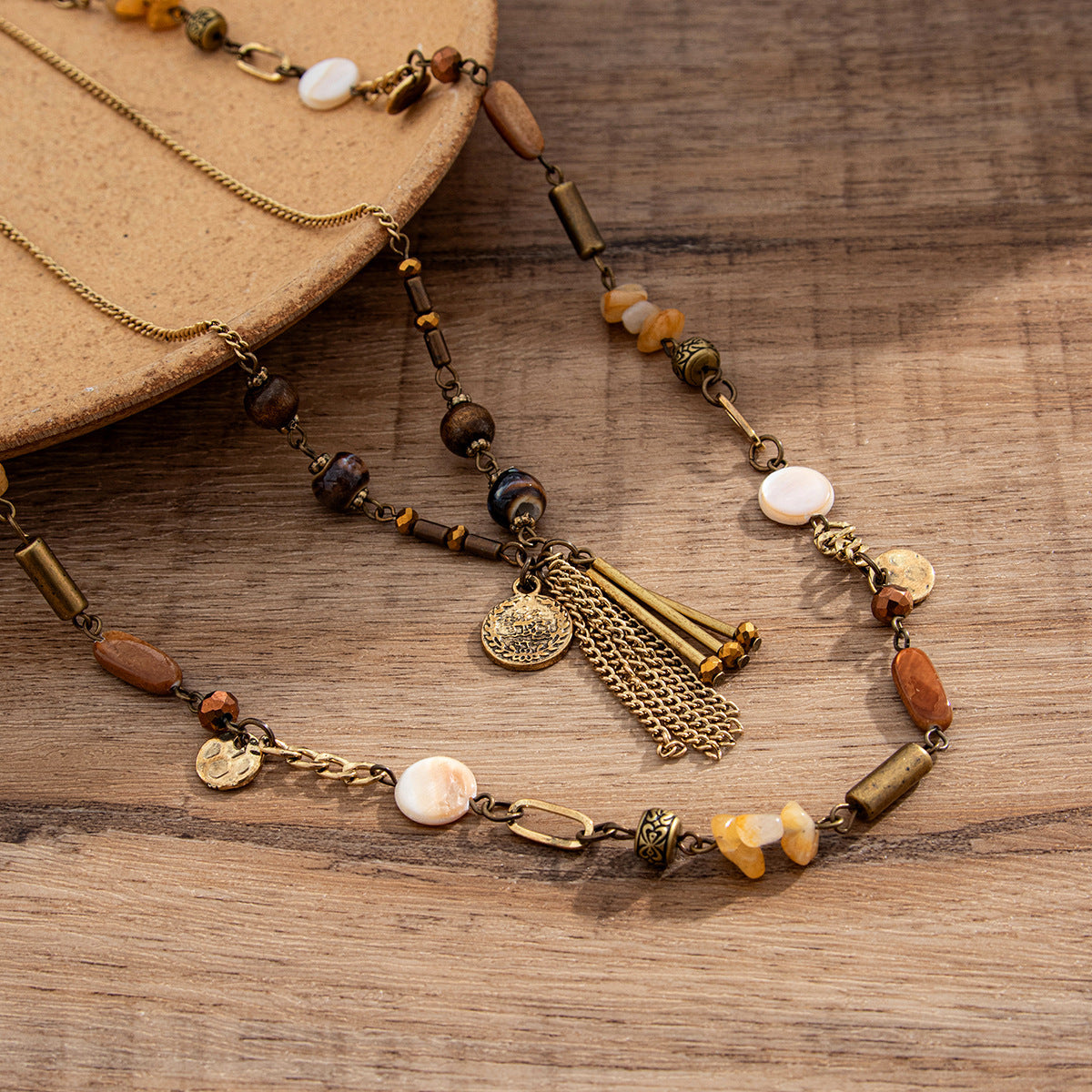 Vintage Tassel Stacked Long Necklace