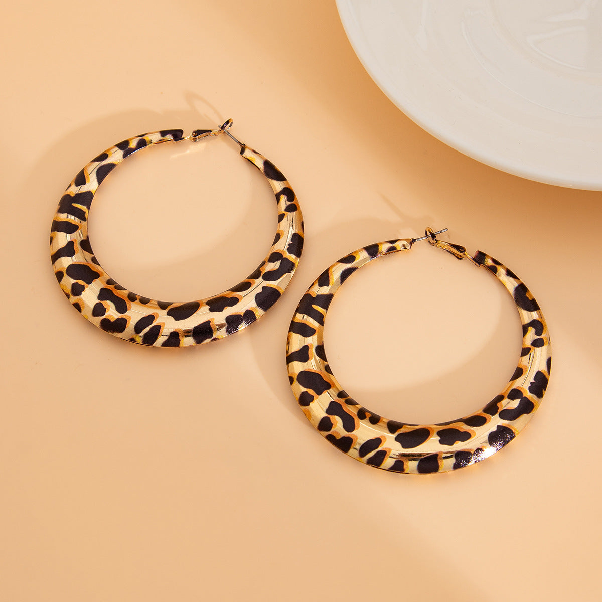Leopard Print Geometric Earrings