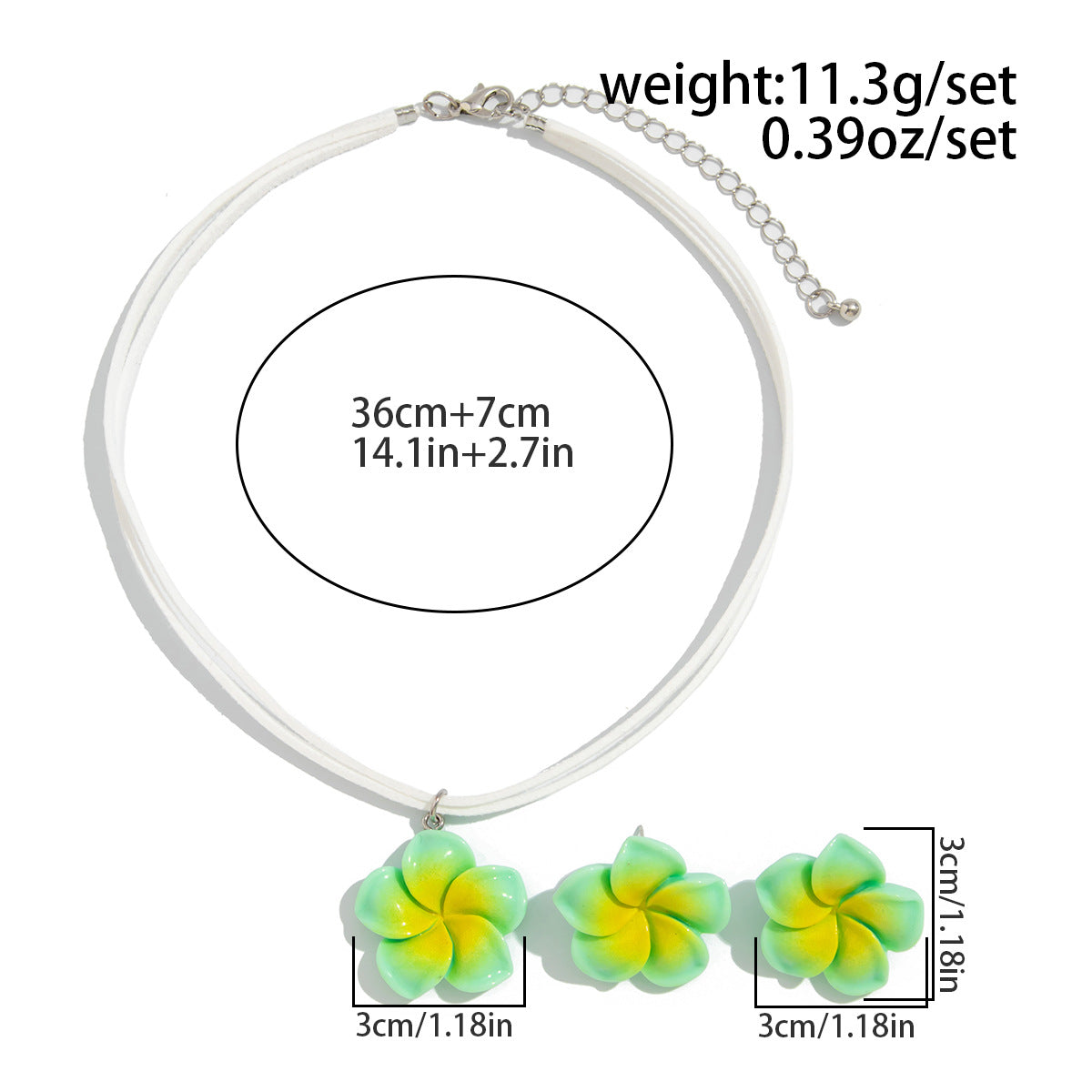 Gradient Flower Pendant Necklace Earrings Set