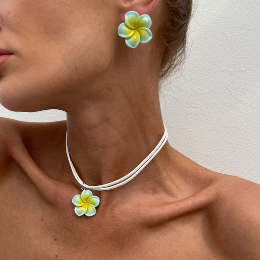 Gradient Flower Pendant Necklace Earrings Set