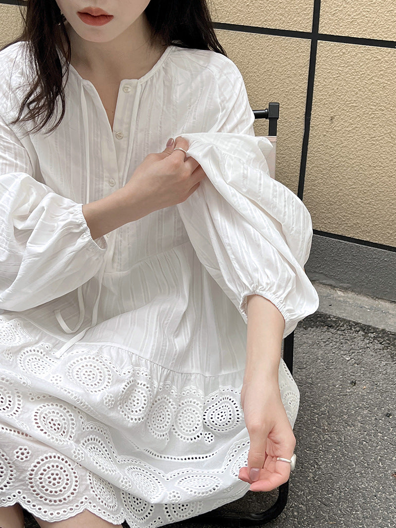 Holiday Style Balloon Sleeves Dress