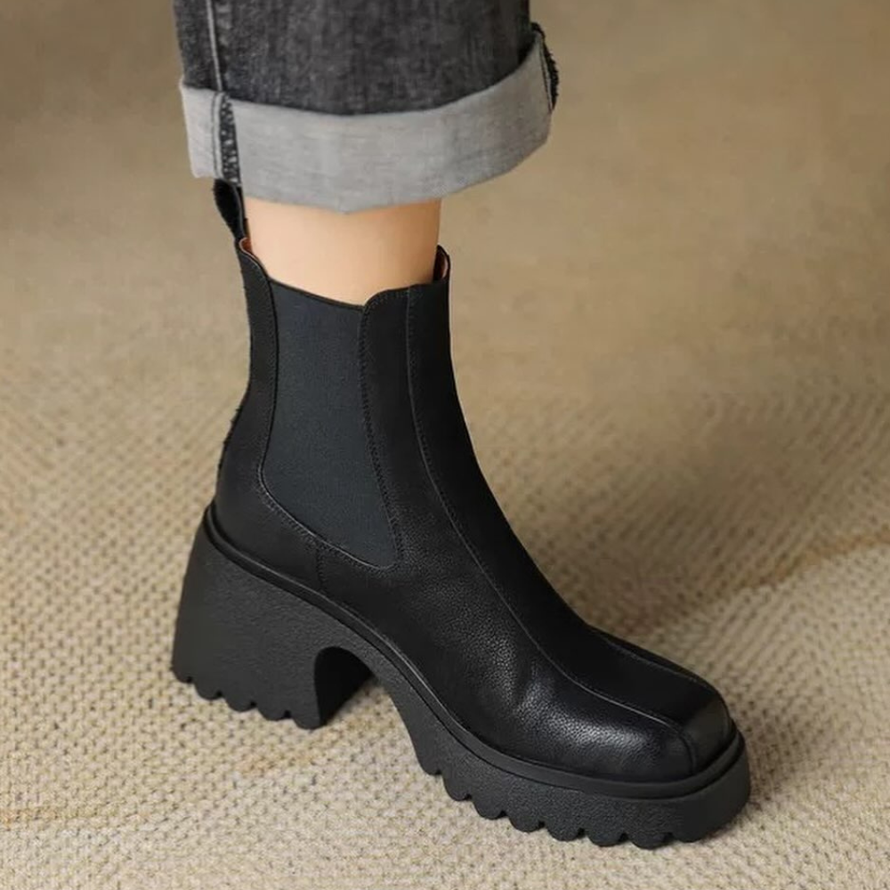Women's Genuine Leather British Style Martin Boots
