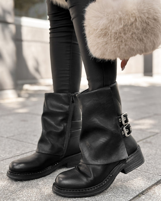 Autumn Buckled Leather Boots