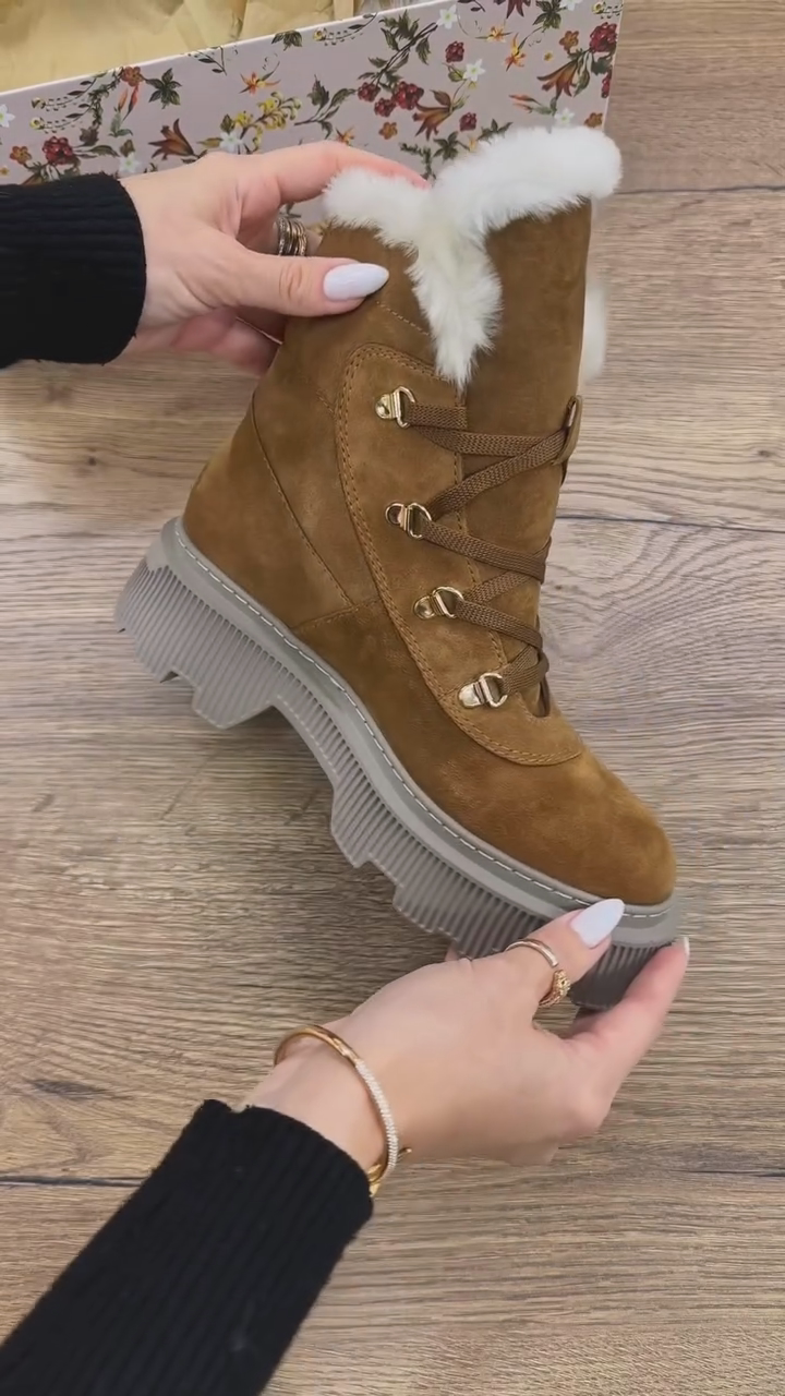 Women's Suede And Fleece Martin Boots
