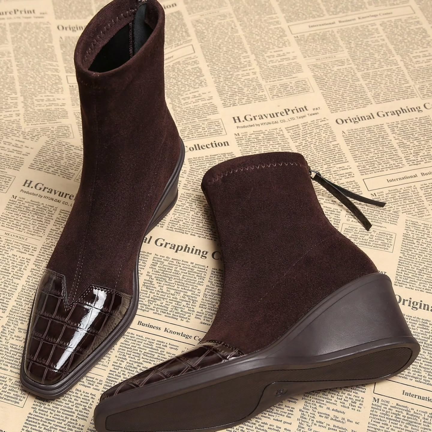 Retro Chunky Heeled British Boots
