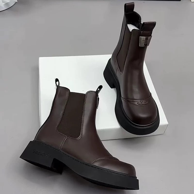 Women's Genuine Leather Chimney Boots