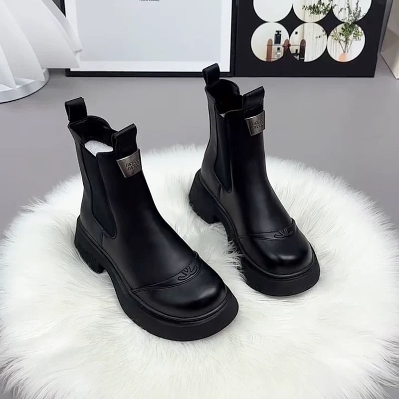 Women's Genuine Leather Chimney Boots