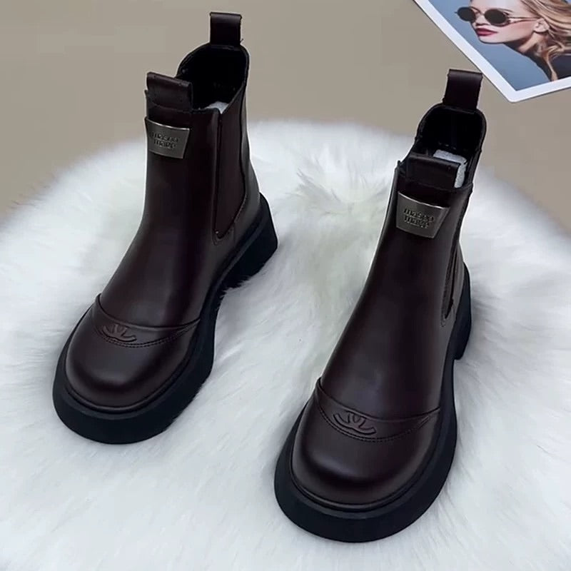 Women's Genuine Leather Chimney Boots