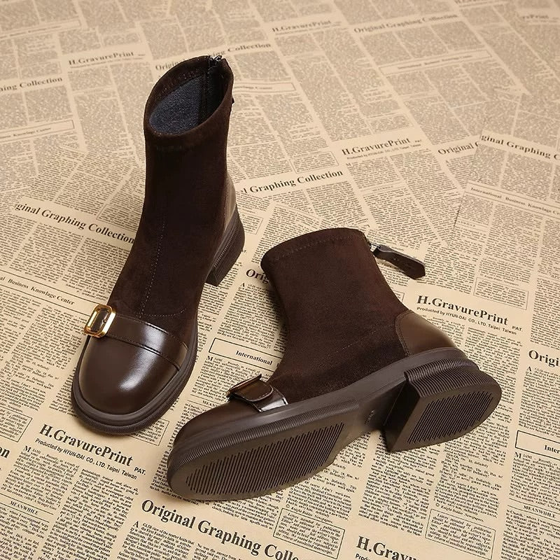 Women's Vintage British Round-Toe Boots