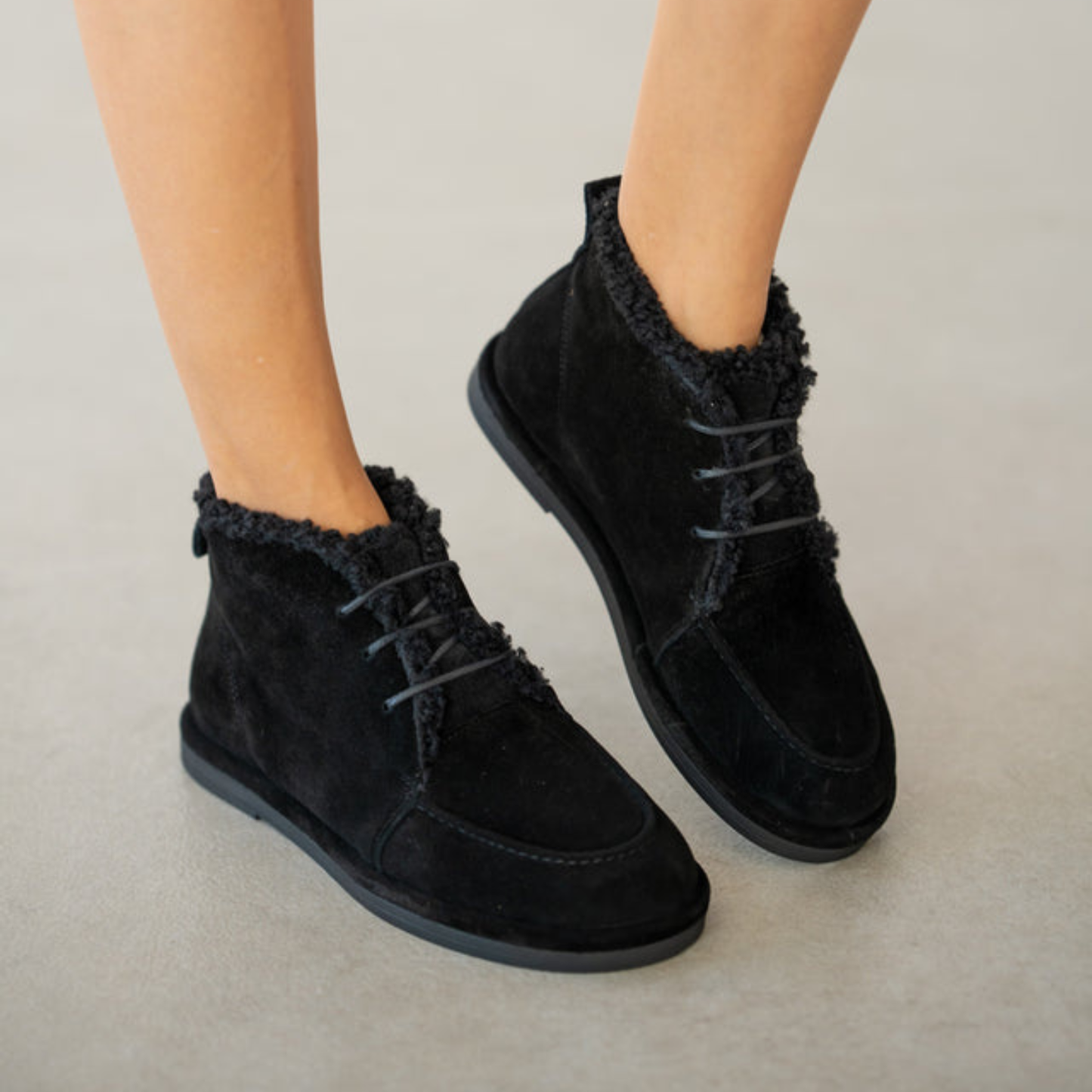 Genuine Leather Fur Lace Detailed Women's Boots