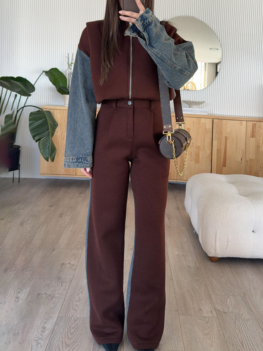 Denim Patchwork Two Pieces Set(✔️Free Shipping)