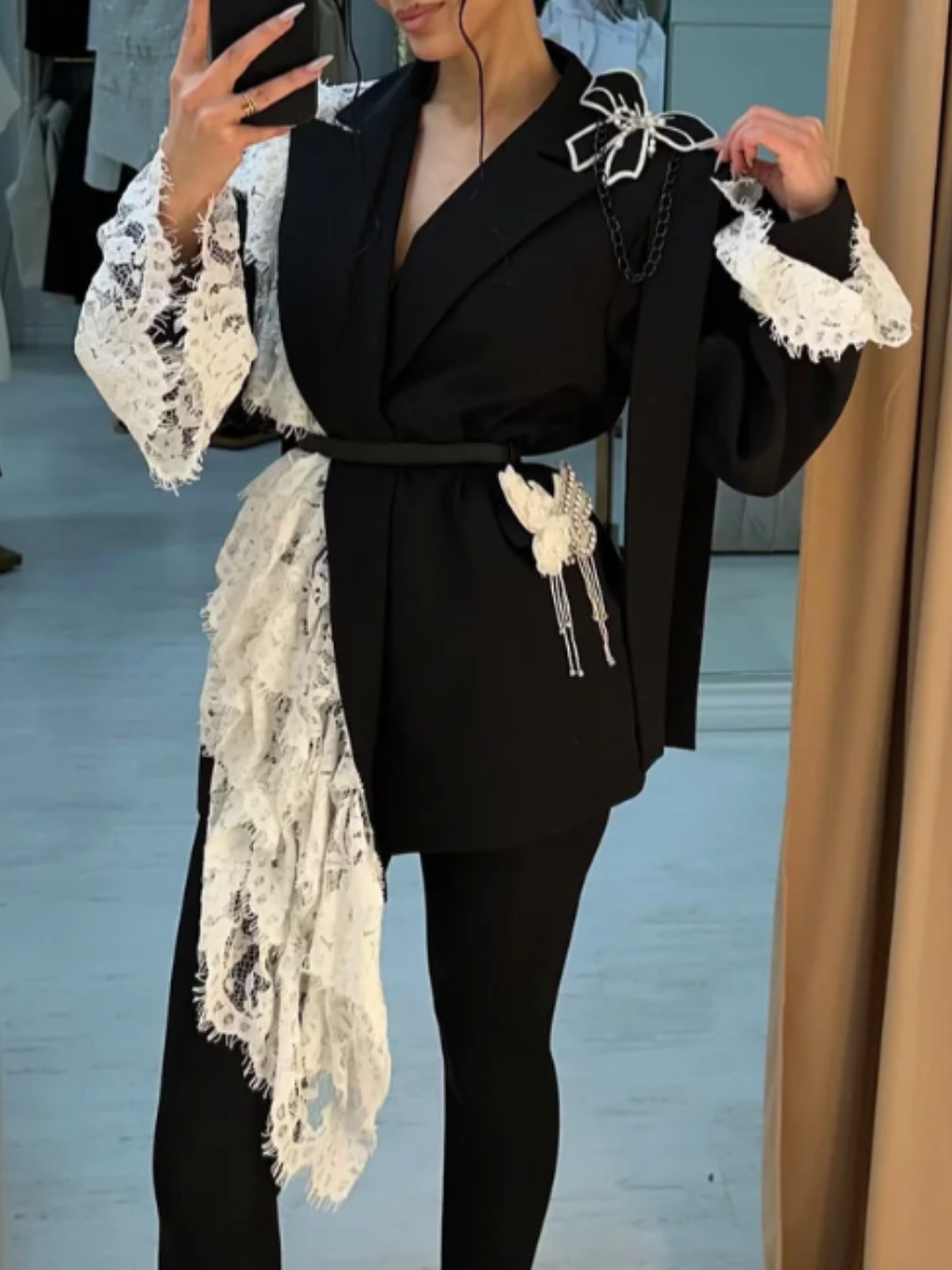Lace Panel Suit Top
