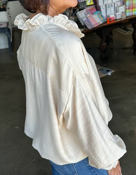 Ruffed Bubble Hem Blouse