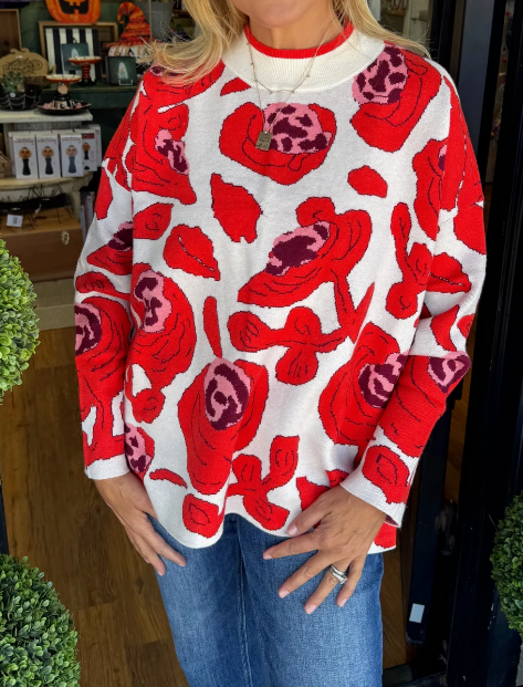 Elegant Flower Knit Sweater