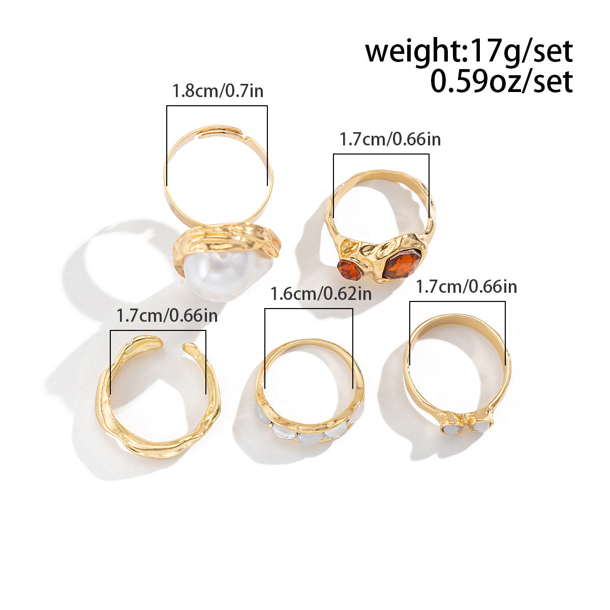 Baroque Imitation Pearl And Gemstone Rings