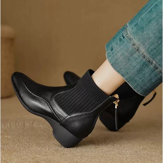 Pointed Knitted Ankle Boots