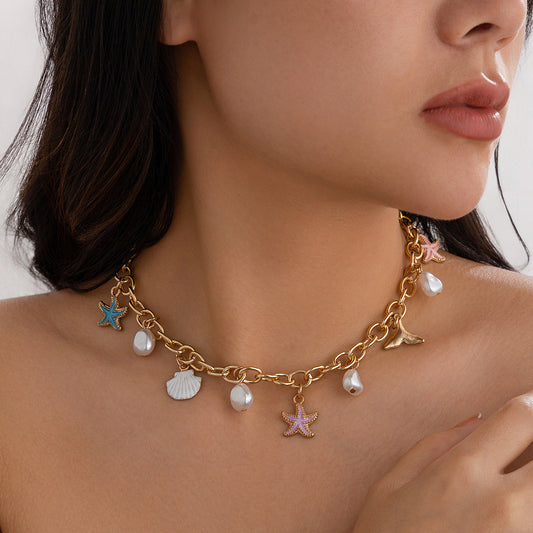 Ocean Style Fishtail Pearl Necklace