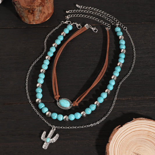 Turquoise Cactus Necklace Set