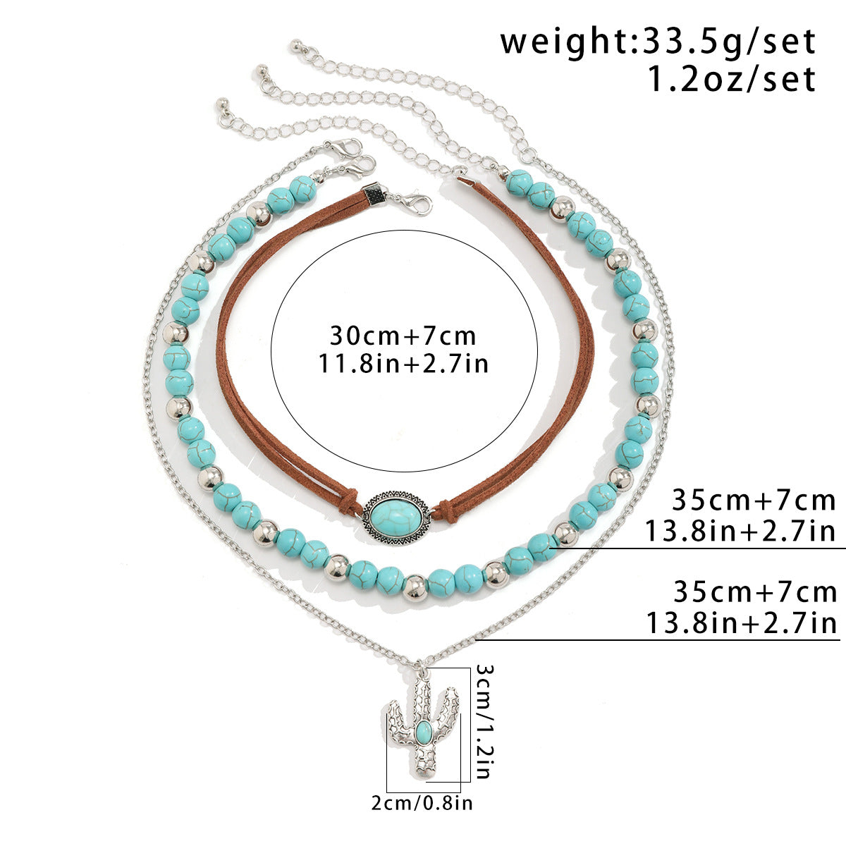 Turquoise Cactus Necklace Set