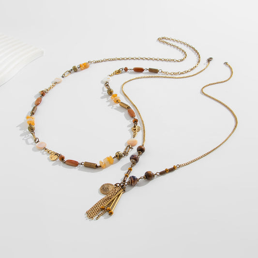 Vintage Tassel Stacked Long Necklace