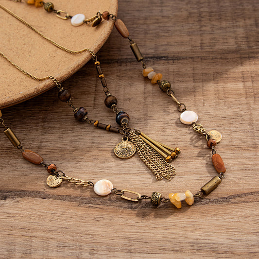 Vintage Tassel Stacked Long Necklace