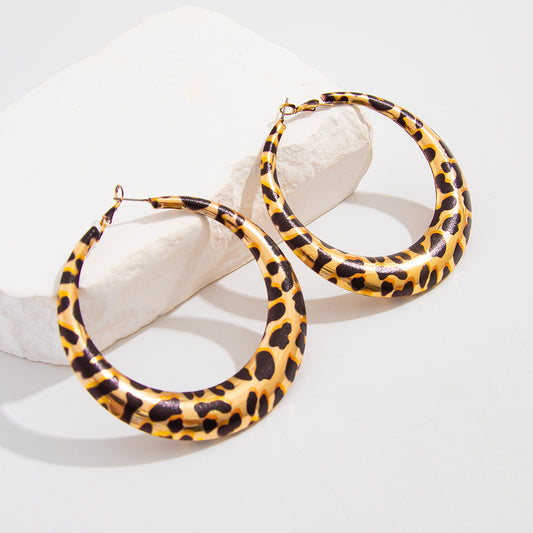 Leopard Print Geometric Earrings