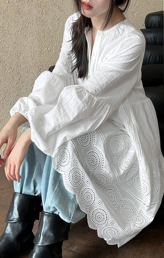 Holiday Style Balloon Sleeves Dress