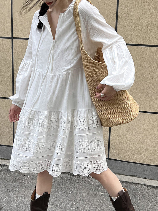 Holiday Style Balloon Sleeves Dress