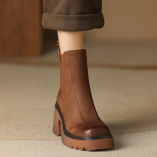 Women's Genuine Leather British Style Martin Boots