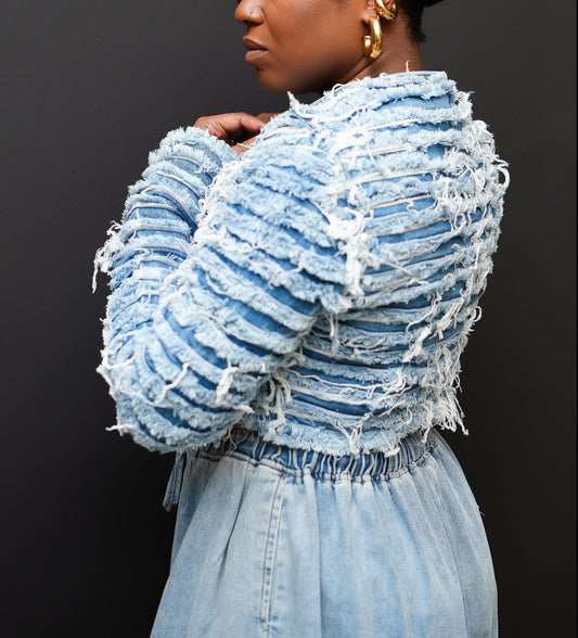 Distressed Denim Crop Jacket