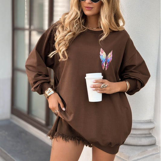 Butterfly Print Cotton Sweatshirt