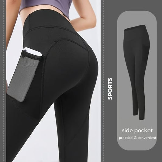 High Waisted Tummy Control Side Pocket Shaping Training Leggings