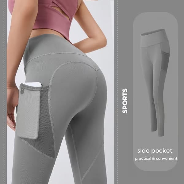 High Waisted Tummy Control Side Pocket Shaping Training Leggings