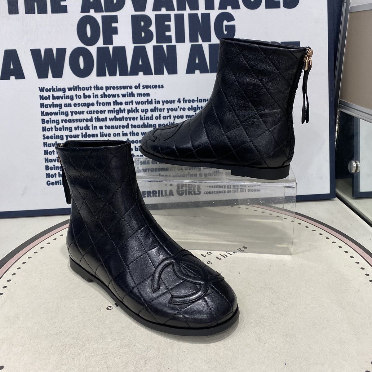 Women's Vintage Rhombus Zipper Boots