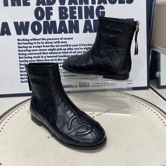 Women's Vintage Rhombus Zipper Boots