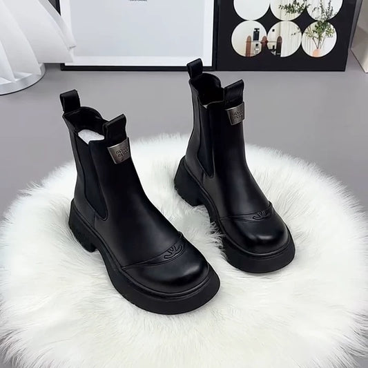Women's Genuine Leather Chimney Boots