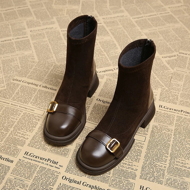 Women's Vintage British Round-Toe Boots