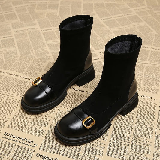 Women's Vintage British Round-Toe Boots