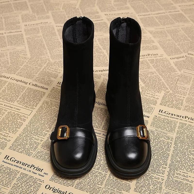 Women's Vintage British Round-Toe Boots