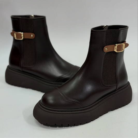 Luxury Chunky-Sole Leather Martin Boots