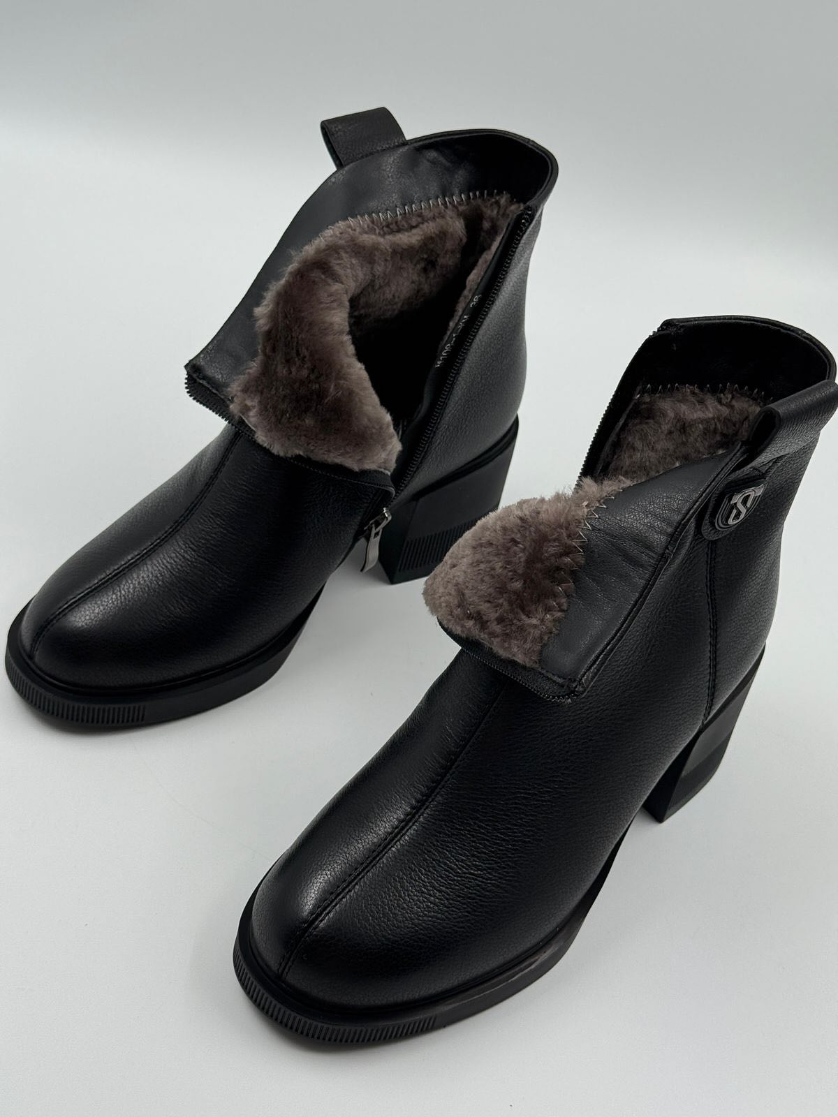 Fleece-Lined Soft-Sided Ankle Boots With Block Heel