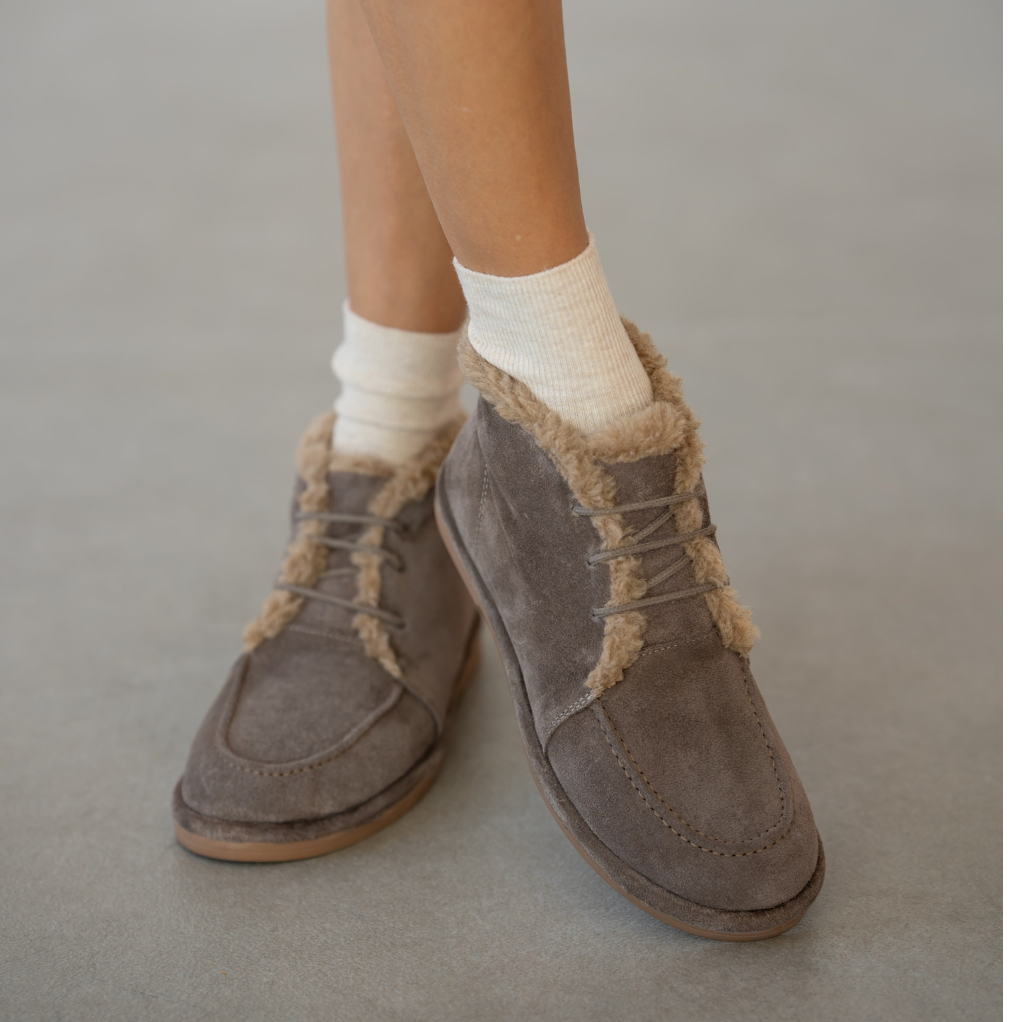 Genuine Leather Fur Lace Detailed Women's Boots