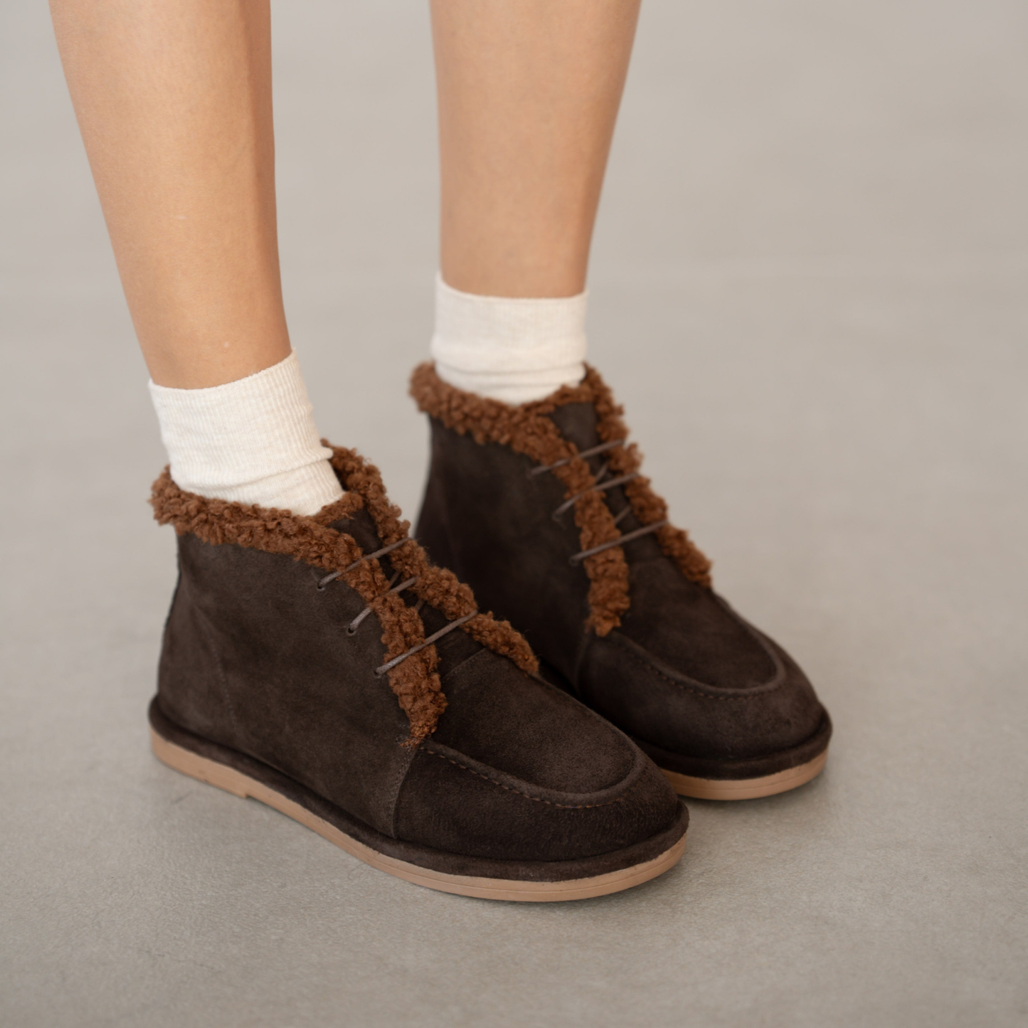 Genuine Leather Fur Lace Detailed Women's Boots