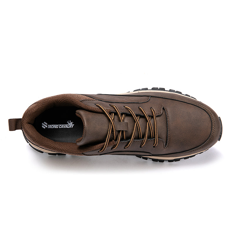 Men's Comfortable Genuine Leather Sneakers With Arch Support And Shock Absorption