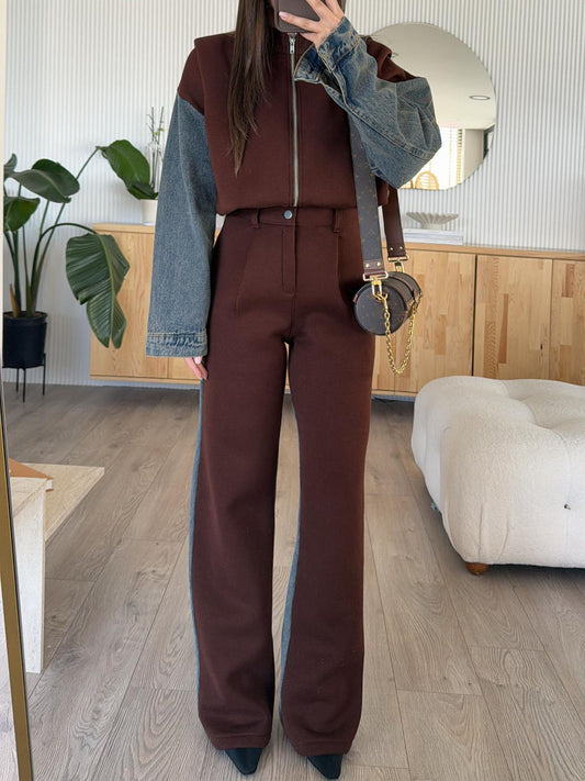 Denim Patchwork Two Pieces Set(✔️Free Shipping)